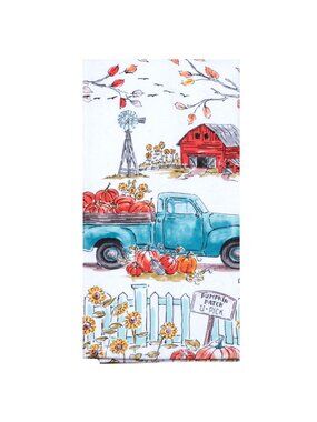 Kitchen Towel Truck Pumpkin Patch Fence Time to Share 18 x 28 100 % Cotton Krink
